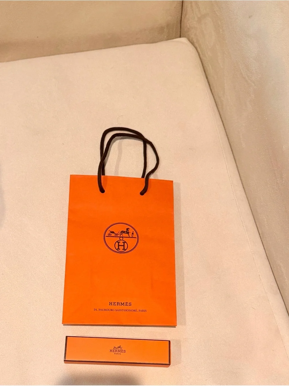 Hermes Orange Gift Bag and iWatch Band Box with Original Ribbon